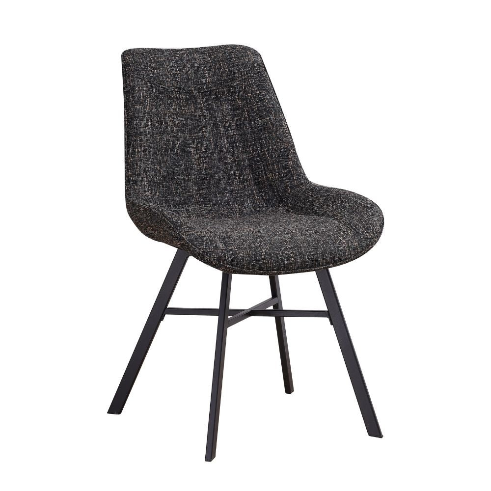 Esszimmerstuhl Jada Chenille Dimehouse Schwarz LxBxH 79x57x53 Stoff Weißes Foto, diagonale Vorderansicht