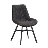 Esszimmerstuhl Jada Chenille Dimehouse Schwarz LxBxH 79x57x53 Stoff Weißes Foto, diagonale Vorderansicht