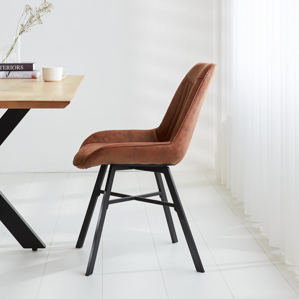 Esszimmerstuhl Jada Ecoleer Dimehouse Cognac LxBxH 79x57x53 Öko-Leder Stimmungsvolle Foto-Seitenansicht