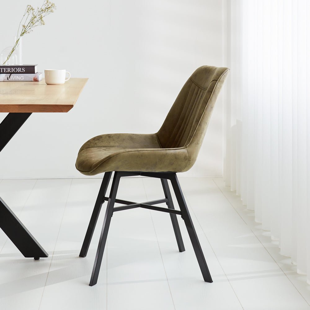 Esszimmerstuhl Jada Ecoleer Dimehouse Grün LxBxH 79x57x53 Öko-Leder Stimmungsvolle Foto-Seitenansicht