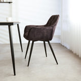 Esszimmerstuhl Audrey Dimehouse Anthrazit LxBxH 71x68x49 Stoff Stimmungsvolle Foto-Seitenansicht