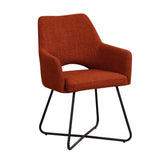 Esszimmerstuhl Suzy Dimehouse Orange LxBxH 64x61x53 Stoff Weißes Foto diagonale Vorderansicht