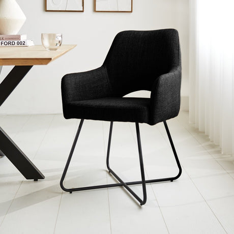 Esszimmerstuhl Suzy Dimehouse Schwarz LxBxH 64x61x53 Stoff Stimmungsvolles Foto diagonal von vorne