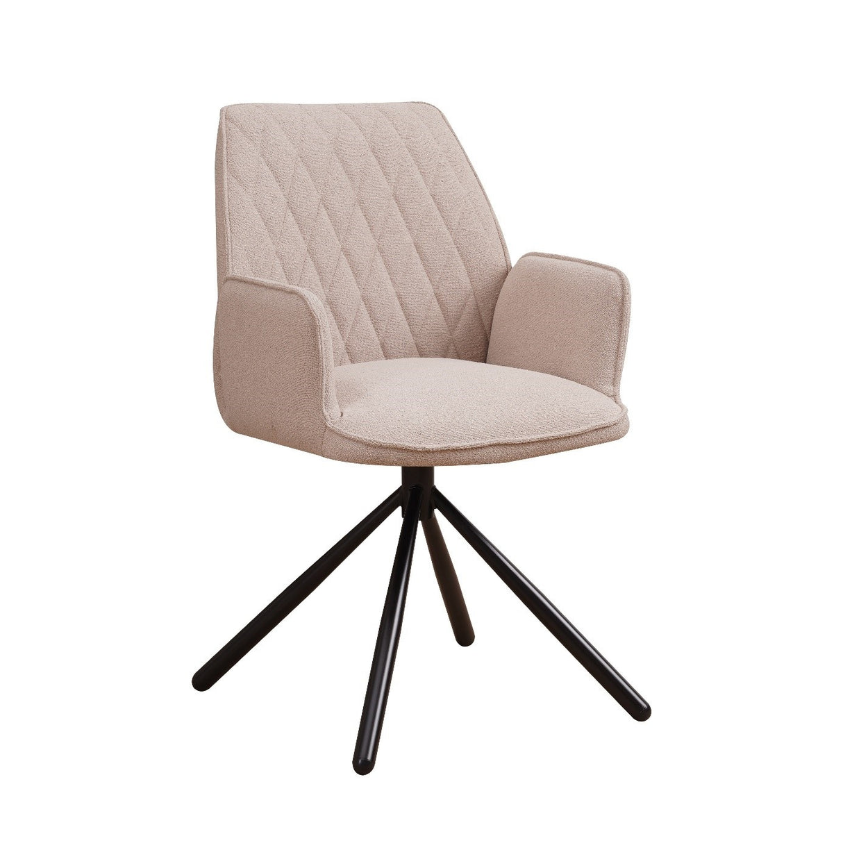 Esszimmerstuhl Novan Bouclé Dimehouse Beige LxBxH 67x59x57 Stoff Weißes Foto diagonale Vorderansicht