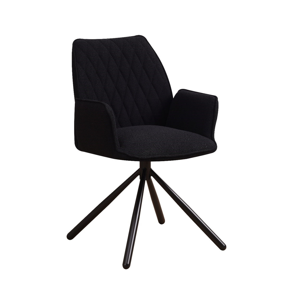 Esszimmerstuhl Novan Bouclé Dimehouse Schwarz LxBxH 67x59x57 Stoff Weißes Foto, diagonale Vorderansicht