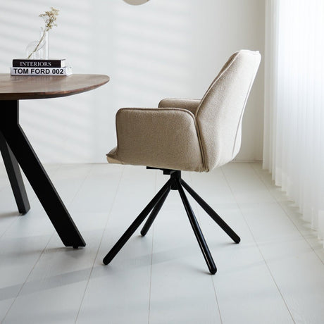 Esszimmerstuhl Novan Bouclé Dimehouse Beige LxBxH 67x59x57 Stoff Stimmungsvolle Foto-Seitenansicht