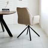Esszimmerstuhl Novan Bouclé Dimehouse Beige LxBxH 67x59x57 Stoff Stimmungsvolle Fotodiagonale Rückansicht