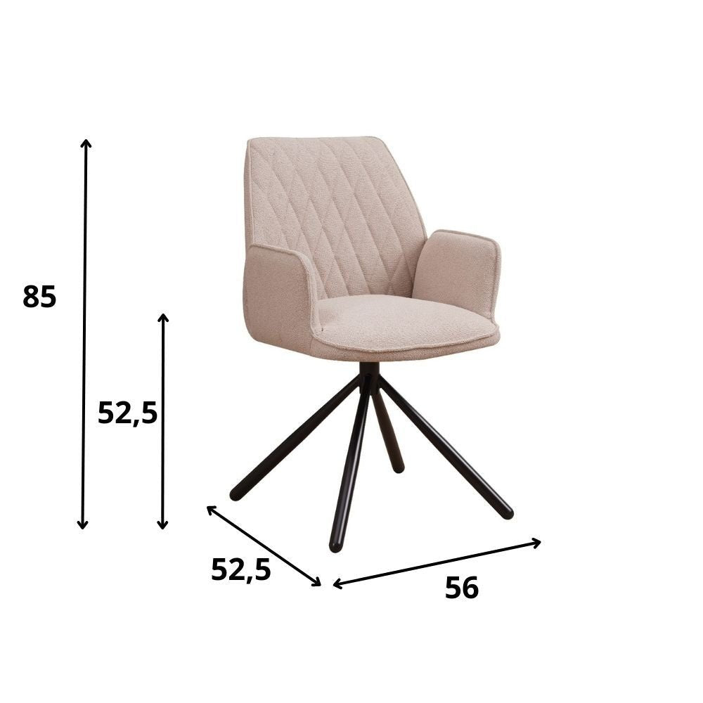 Esszimmerstuhl Novan Bouclé Dimehouse Beige LxBxH 67x59x57 Stoff Weiß Fotogrößenangabe