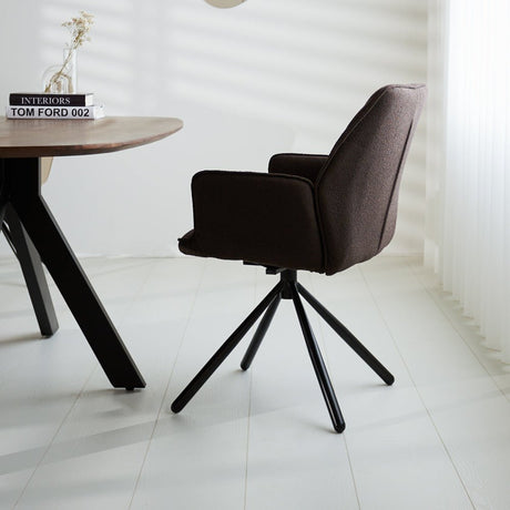 Esszimmerstuhl Novan Bouclé Dimehouse Braun LxBxH 67x59x57 Stoff Stimmungsvolle Foto-Seitenansicht