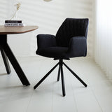 Esszimmerstuhl Novan Bouclé Dimehouse Schwarz LxBxH 67x59x57 Stoff Stimmungsvolles Foto diagonal von vorne