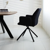 Esszimmerstuhl Novan Bouclé Dimehouse Schwarz LxBxH 67x59x57 Stoff Stimmungsvolle Foto-Seitenansicht