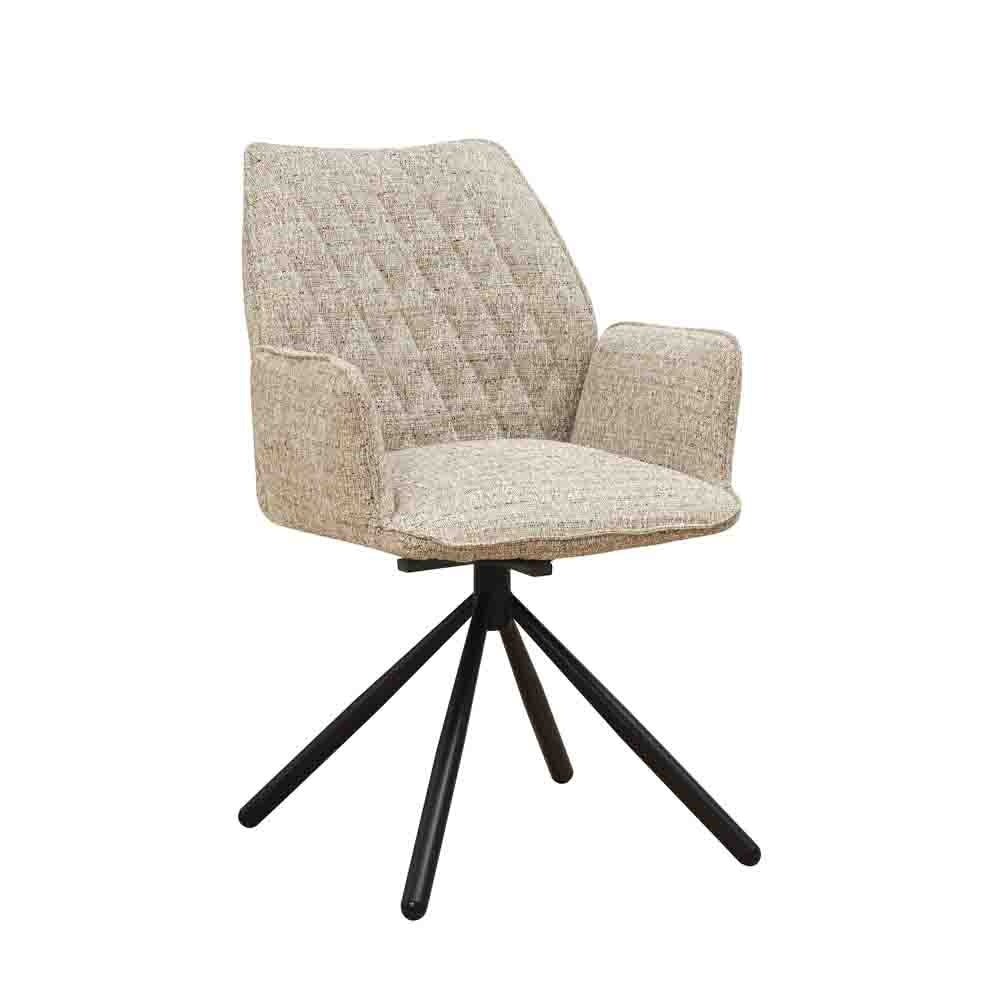 Esszimmerstuhl Novan-Chenille Dimehouse Beige LxBxH 71x64x56 Stoff Weißes Foto diagonale Vorderansicht