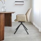 Esszimmerstuhl Novan-Chenille Dimehouse Beige LxBxH 71x64x56 Stoff Stimmungsvolle Foto-Seitenansicht