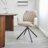 Esszimmerstuhl Novan-Chenille Dimehouse Beige LxBxH 71x64x56 Stoff Stimmungsvolles Foto diagonale Vorderansicht