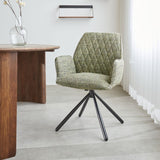Esszimmerstuhl Novan-Chenille Dimehouse Grün LxBxH 71x64x56 Stoff Stimmungsvolles Foto diagonal von vorne