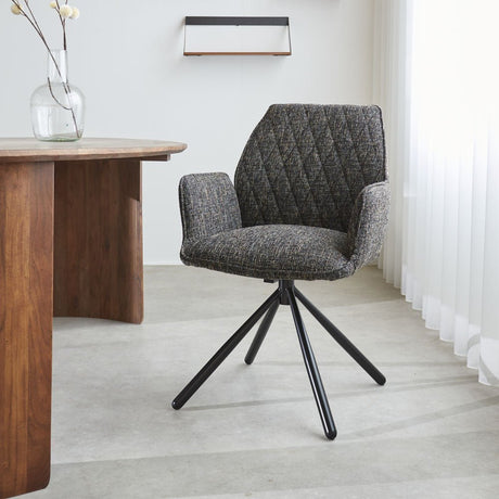 Esszimmerstuhl Novan-Chenille Dimehouse Schwarz LxBxH 71x64x56 Stoff Stimmungsvolles Foto diagonal von vorne