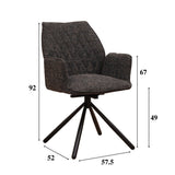 Esszimmerstuhl Novan-Chenille Dimehouse Schwarz LxBxH 71x64x56 Stoff Weiß Fotogrößenangabe