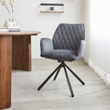 Esszimmerstuhl Novan-Samt Dimehouse Anthrazit LxBxH 71x64x56 Stoff Stimmungsvolles Foto schräg von vorne