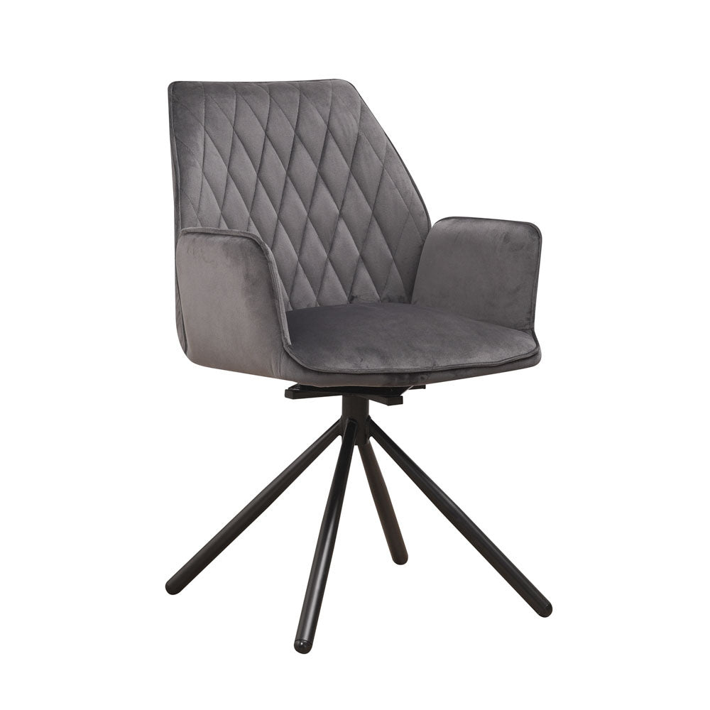 Esszimmerstuhl Novan-Samt Dimehouse Anthrazit LxBxH 71x64x56 Stoff Weiß Foto diagonale Vorderansicht