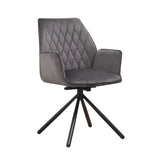 Esszimmerstuhl Novan-Samt Dimehouse Anthrazit LxBxH 71x64x56 Stoff Weiß Foto diagonale Vorderansicht