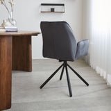 Esszimmerstuhl Novan-Samt Dimehouse Anthrazit LxBxH 71x64x56 Stoff Stimmungsvolle Fotodiagonale Rückansicht