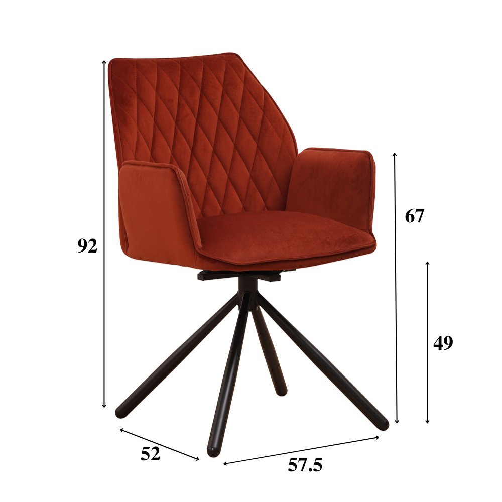 Esszimmerstuhl Novan-Samt Dimehouse Kupfer LxBxH 71x64x56 Stoff Weiß Fotogrößenangabe