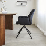 Esszimmerstuhl Novan-Samt Dimehouse Schwarz LxBxH 71x64x56 Stoff Stimmungsvolle Foto-Seitenansicht