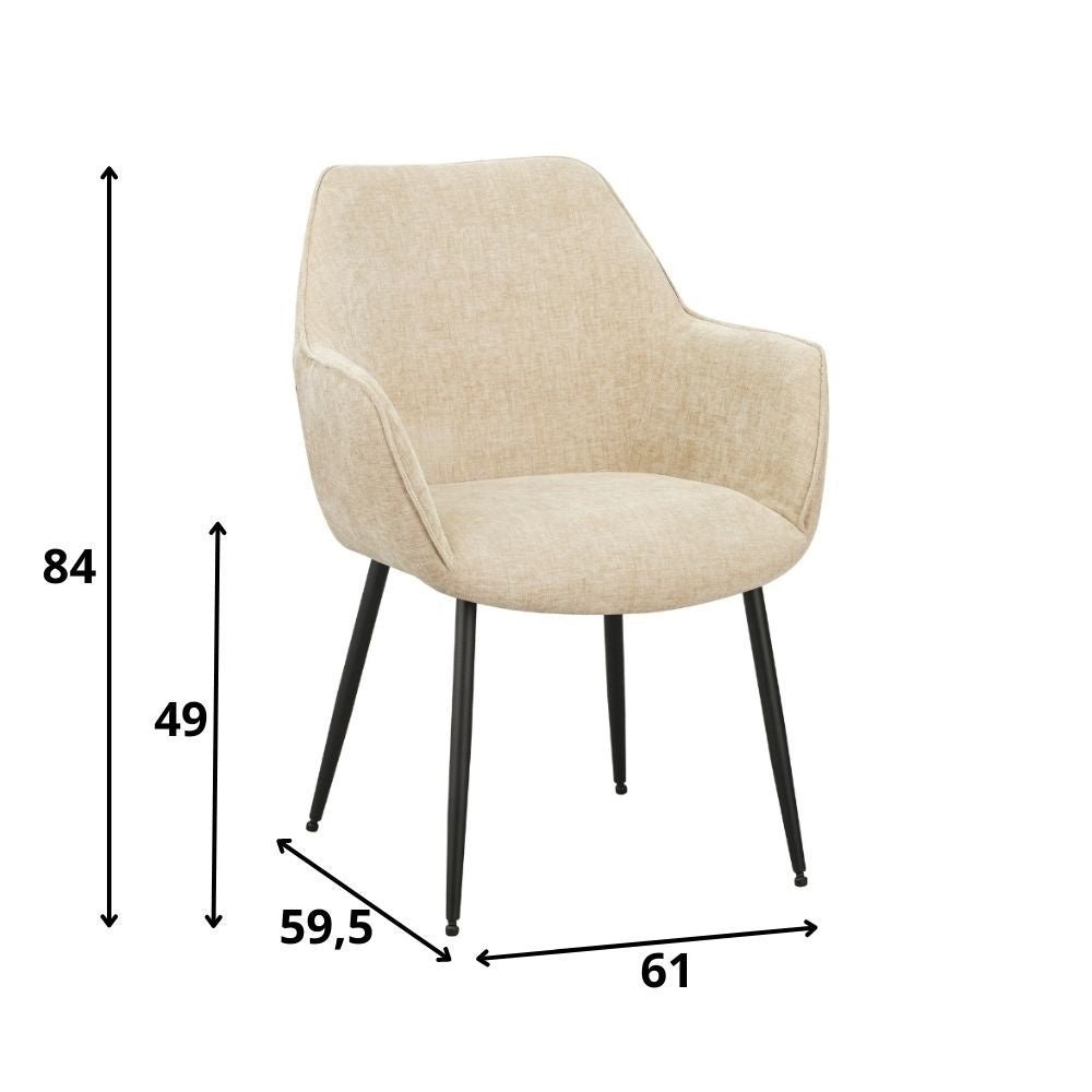Esszimmerstuhl Sev Dimehouse Beige LxBxH 68x62x61 Stoff Weiß Fotogrößenangabe