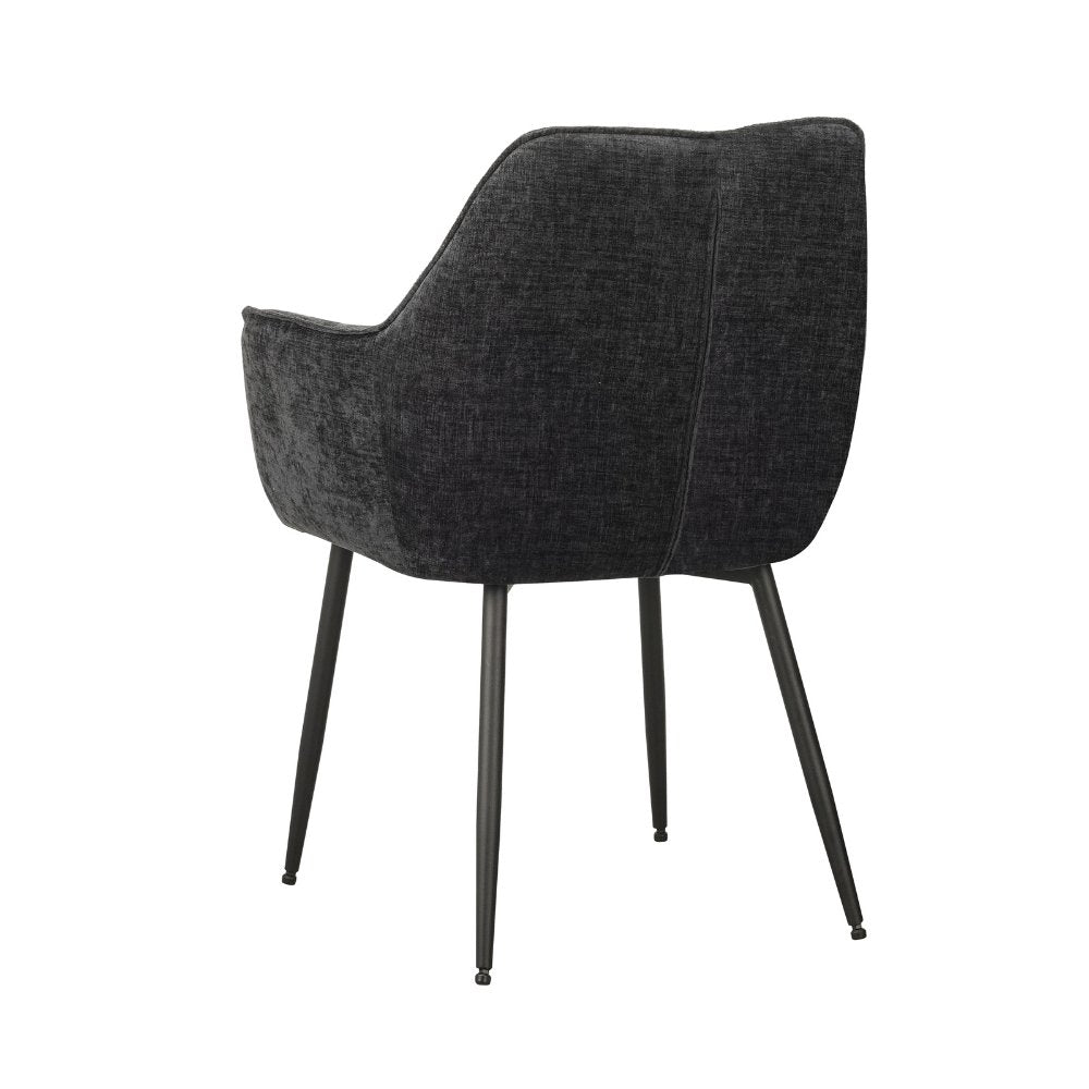 Esszimmerstuhl Sev Dimehouse Schwarz LxBxH 68x62x61 Stoff Weißes Foto, diagonale Rückansicht