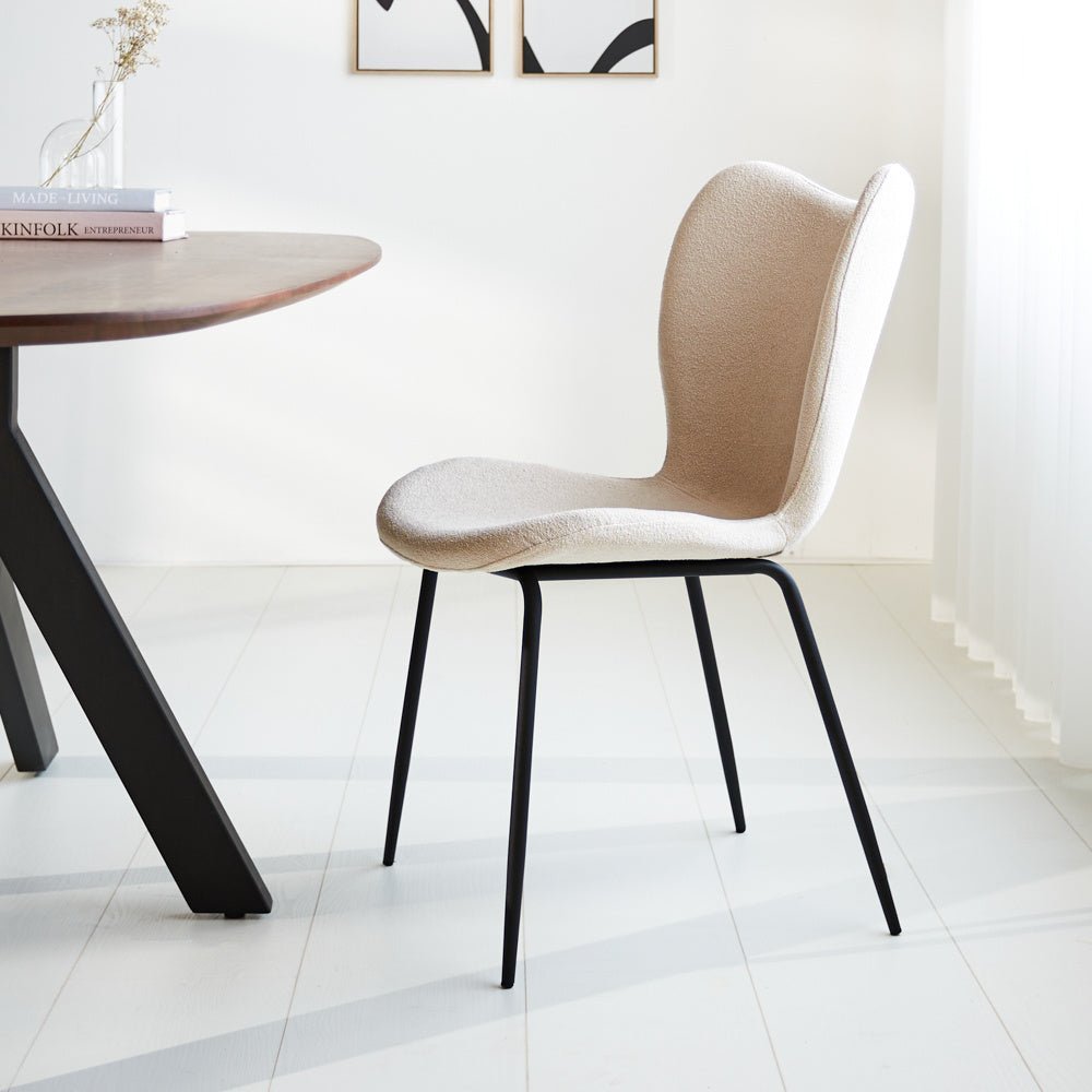 Esszimmerstuhl Sia Dimehouse Beige LxBxH 72x55x51 Stoff Stimmungsvolle Foto-Seitenansicht