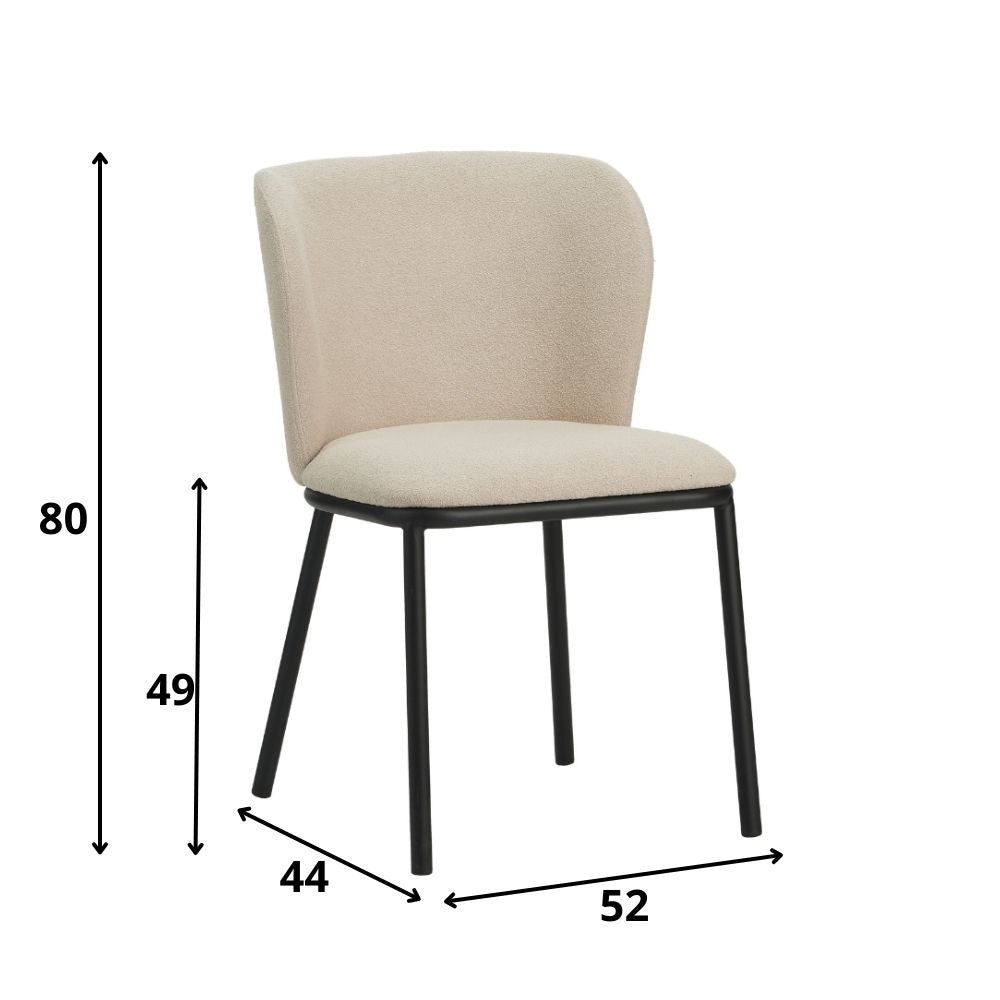 Esszimmerstuhl Tess Dimehouse Beige LxBxH 65x62x56 Stoff Weiß Fotogrößenangabe