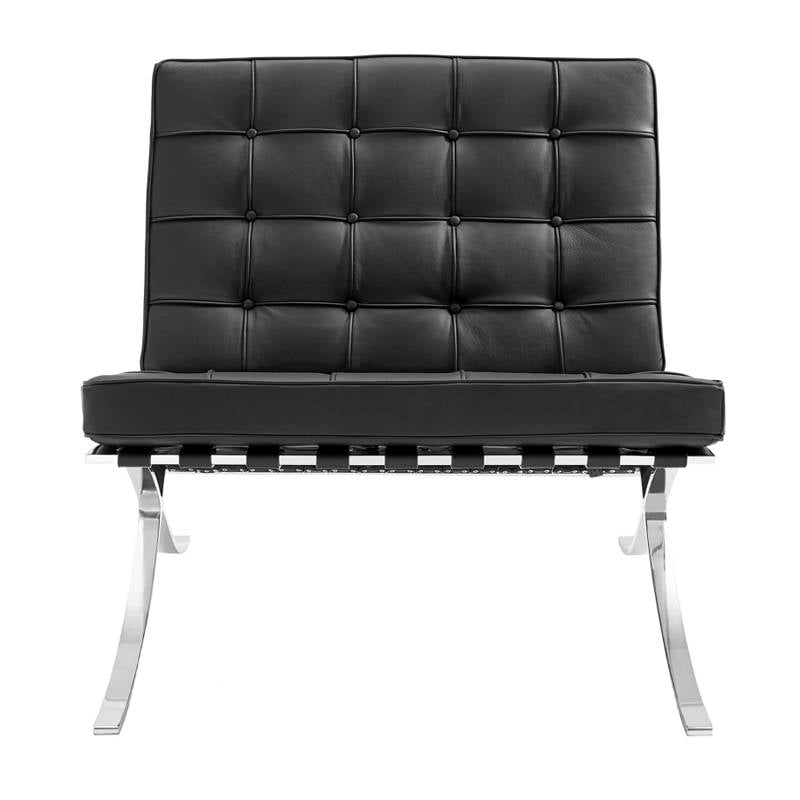 Sessel Expo Dimehouse Schwarz LxBxH 80x78x78 Rindsleder Weißes Foto Vorderansicht
