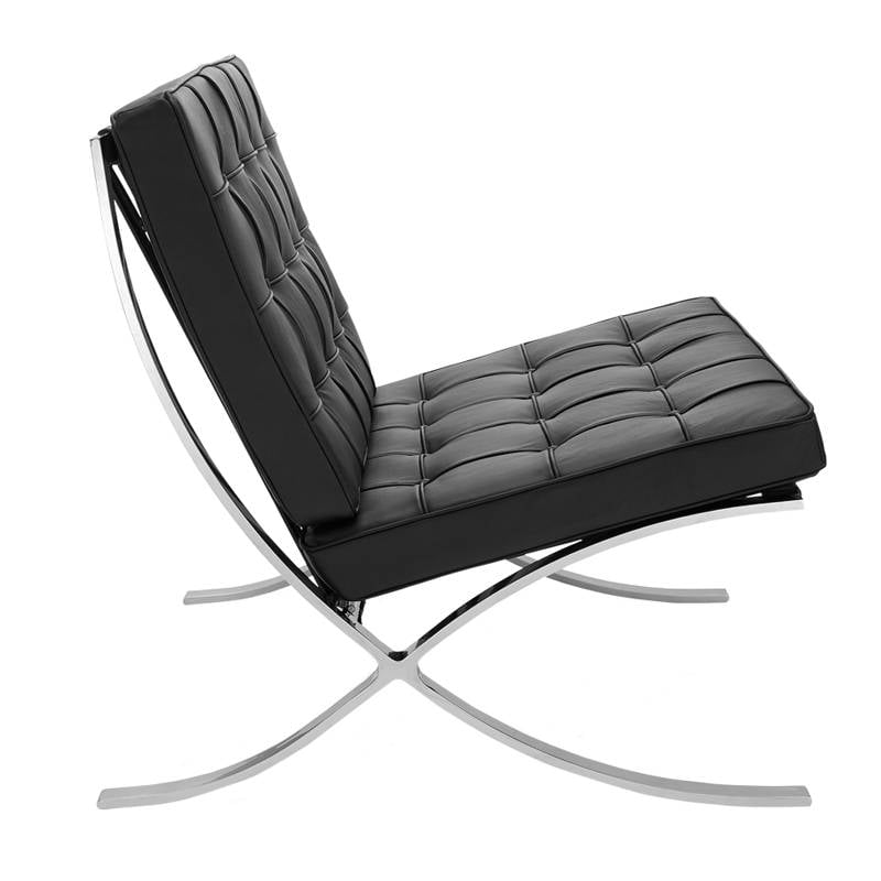Sessel Expo Dimehouse Schwarz LxBxH 80x78x78 Rindsleder Weißes Foto Seitenansicht