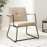 Sessel Hailey Chenille Dimehouse Beige LxBxH 66x64x37 Stoff Stimmungsvolles Foto diagonale Vorderansicht