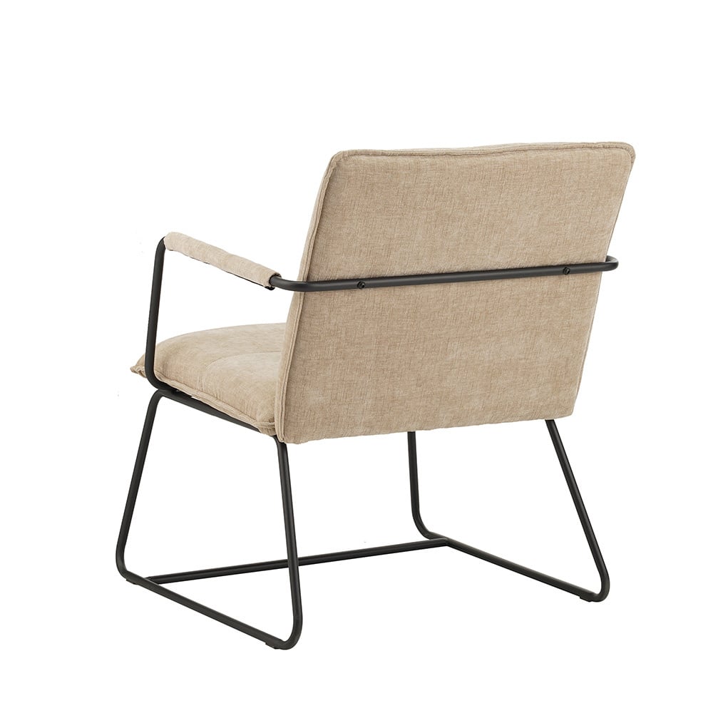 Sessel Hailey Chenille Dimehouse Beige LxBxH 66x64x37 Stoff Weißes Foto diagonale Rückansicht