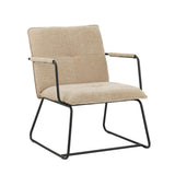 Sessel Hailey Chenille Dimehouse Beige LxBxH 66x64x37 Stoff Weißes Foto diagonale Vorderansicht