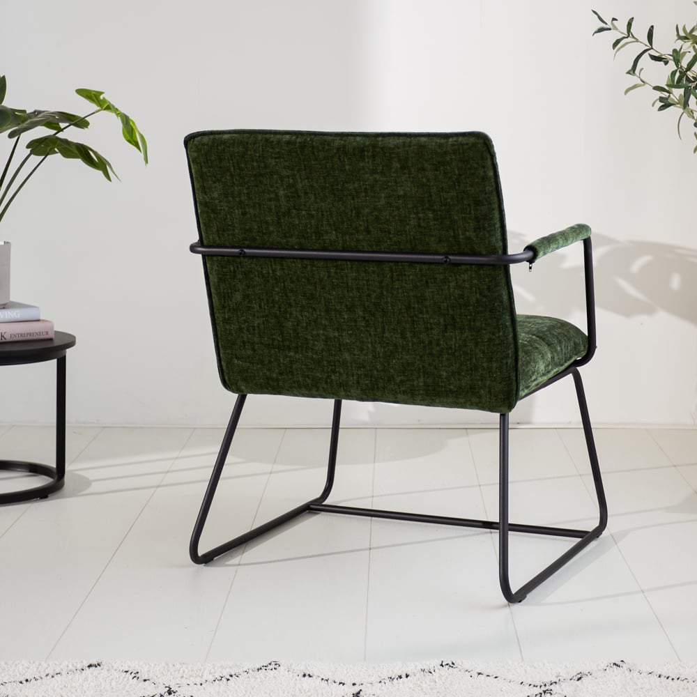 Sessel Hailey Chenille Dimehouse Dunkelgrün LxBxH 66x64x37 Stoff Stimmungsvolle Fotodiagonale Rückansicht