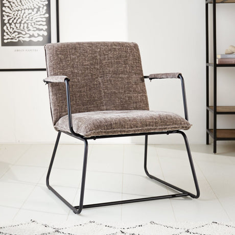 Sessel Hailey Chenille Dimehouse Grau LxBxH 66x64x37 Stoff Stimmungsvolles Foto diagonal von vorne