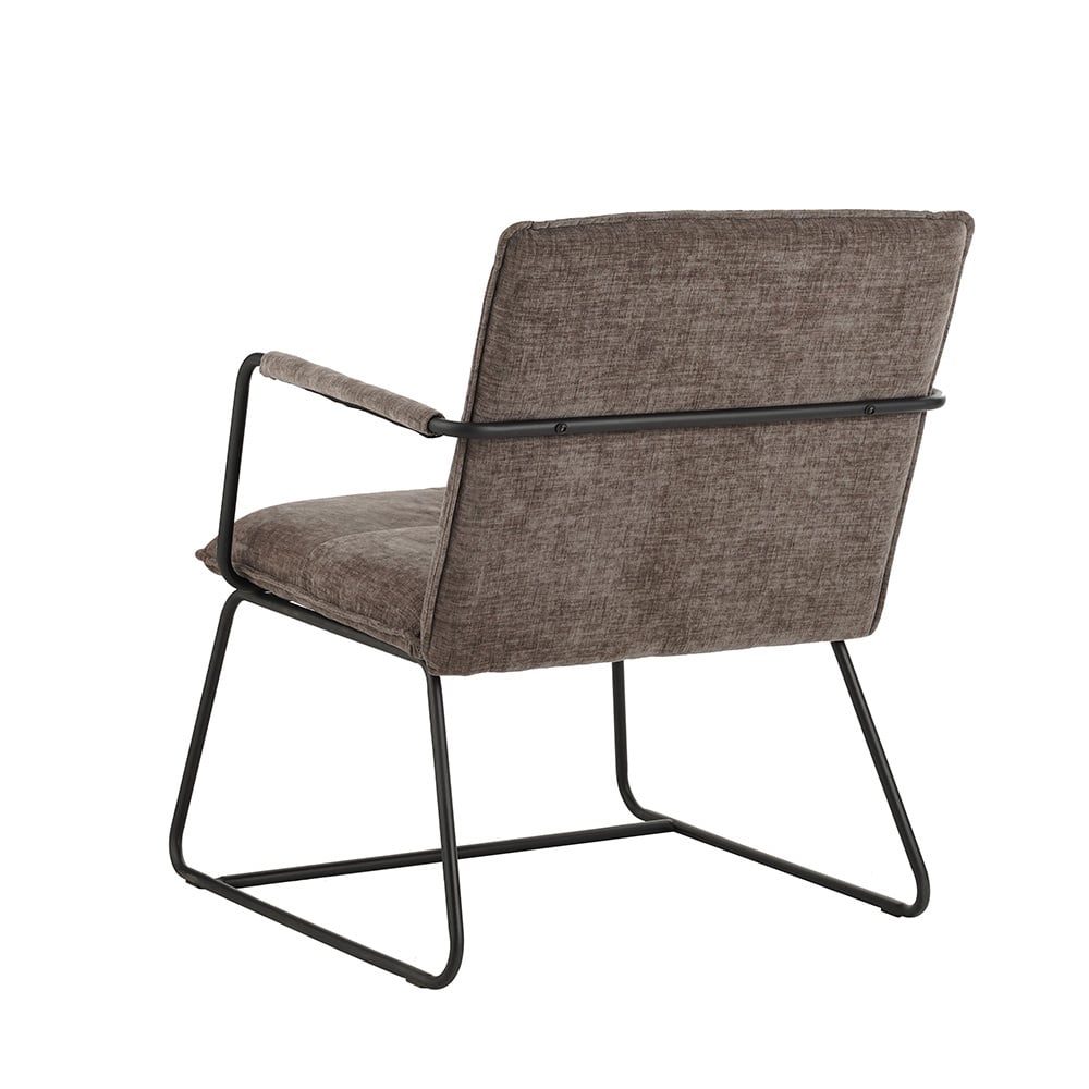 Sessel Hailey Chenille Dimehouse Grau LxBxH 66x64x37 Stoff Weißes Foto, diagonale Rückansicht