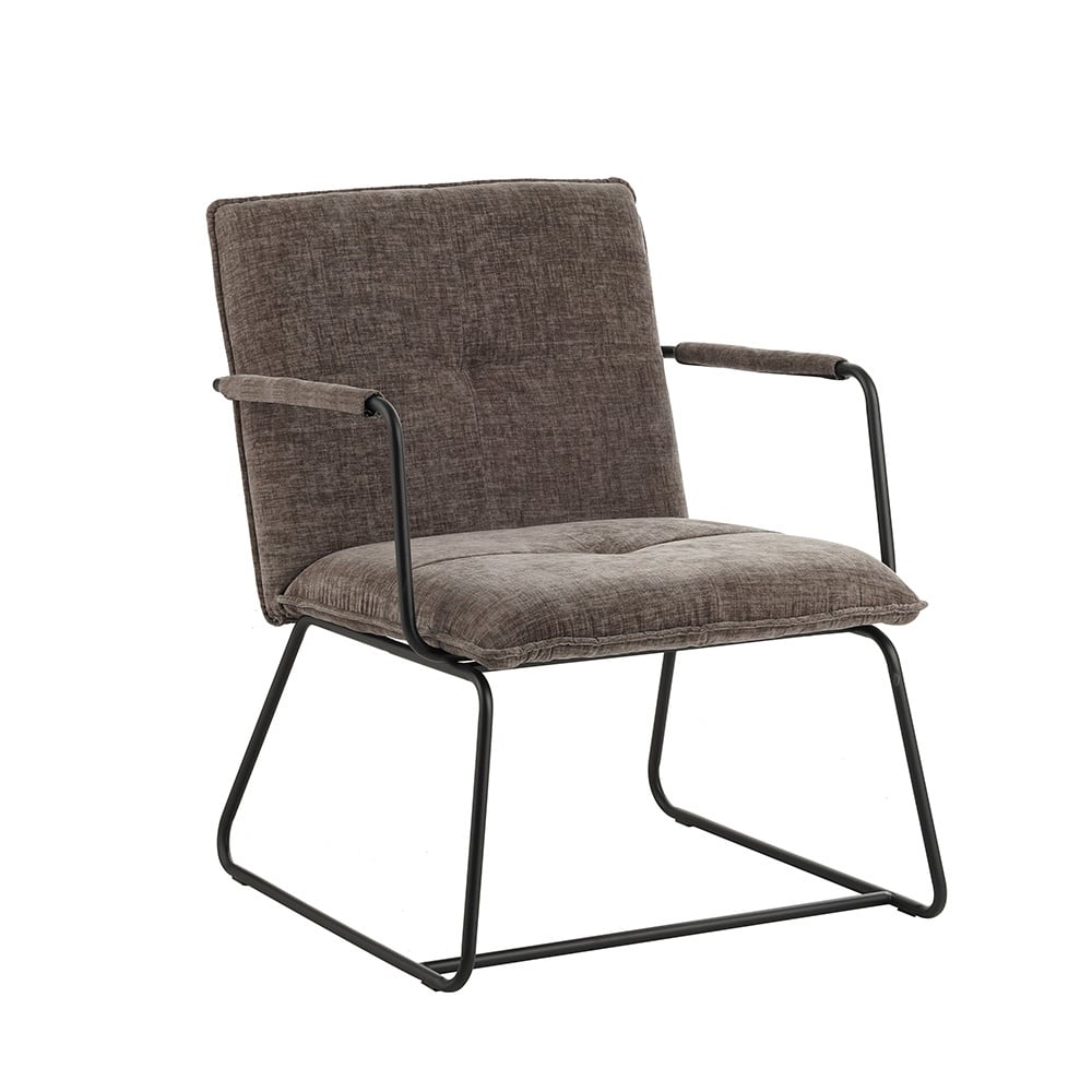 Sessel Hailey Chenille Dimehouse Grau LxBxH 66x64x37 Stoff Weißes Foto, diagonale Vorderansicht