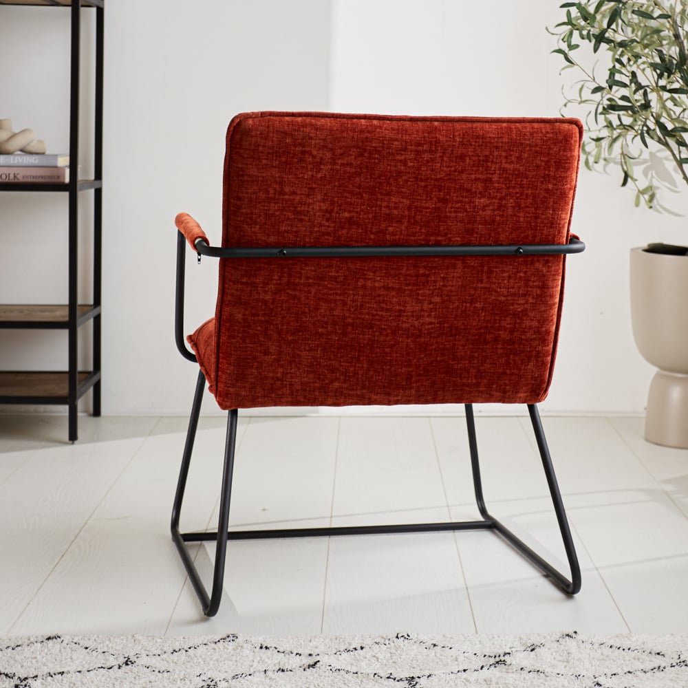 Sessel Hailey Chenille Dimehouse Kupfer LxBxH 66x64x37 Stoff Stimmungsvolle Fotodiagonale Rückansicht