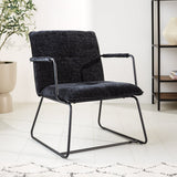 Sessel Hailey Chenille Dimehouse Schwarz LxBxH 66x64x37 Stoff Stimmungsvolles Foto diagonal von vorne