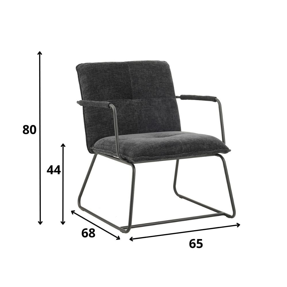 Sessel Hailey Chenille Dimehouse Schwarz LxBxH 66x64x37 Stoff Weiße Fotogrößenangabe