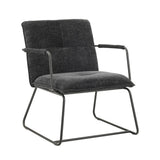 Sessel Hailey Chenille Dimehouse Schwarz LxBxH 66x64x37 Stoff Weißes Foto, diagonale Vorderansicht