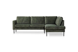 Sofa Gaya DeGeBe, grüner Stoff, weißes Foto, Vorderansicht