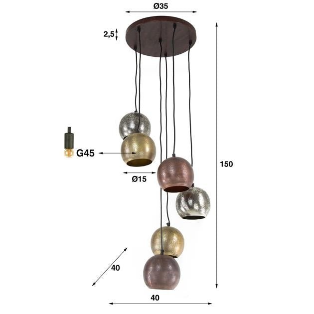 Hängelampe Berns DH Interior Nickel LxBxH 47x43x25 Nickel Weiß Fotogrößenangabe