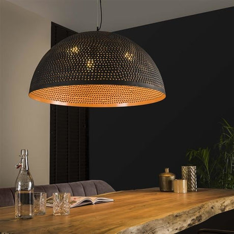 Hängelampe Aya 70 DH Interieur Braun LxBxH 73x73x46 Schwarzbraun Stimmungsvolles Foto schräge Vorderansicht