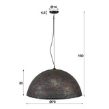 Hängelampe Aya 70 DH Innenraum Braun LxBxH 73x73x46 Schwarzbraun Weiß Fotogrößenangabe
