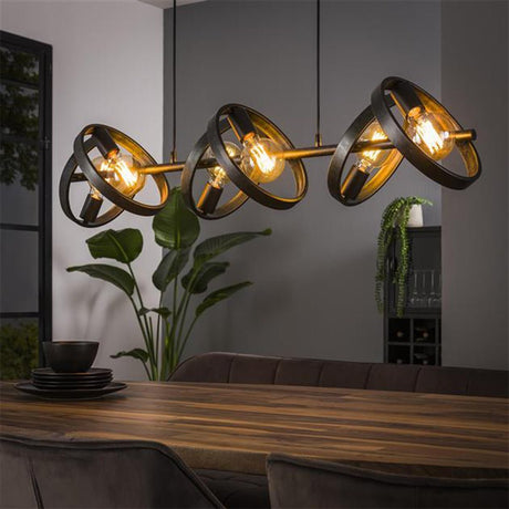 Hängelampe Otan DH Interior Anthrazit LxBxH 125x43x20 Metall Stimmungsvolles Foto diagonale Vorderansicht