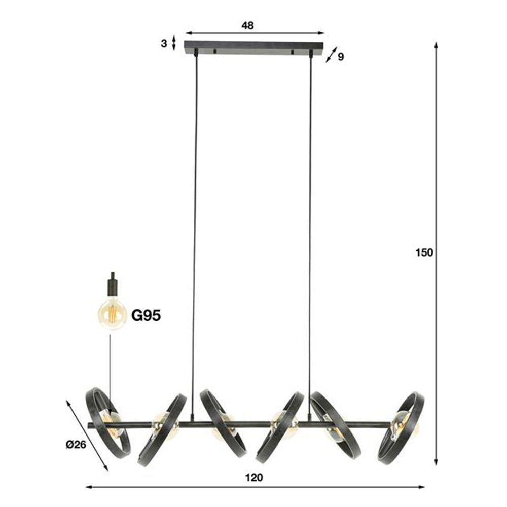 Hängelampe Otan DH Interior Anthrazit LxBxH 125x43x20 Metall Weiß Fotogrößenangabe